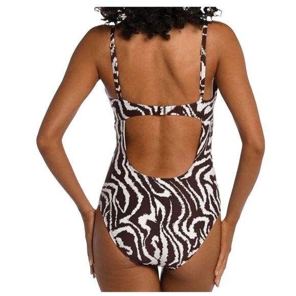 NWT La Blanca One Piece Twist Striped Swimsuit Large - Picture 4 of 7